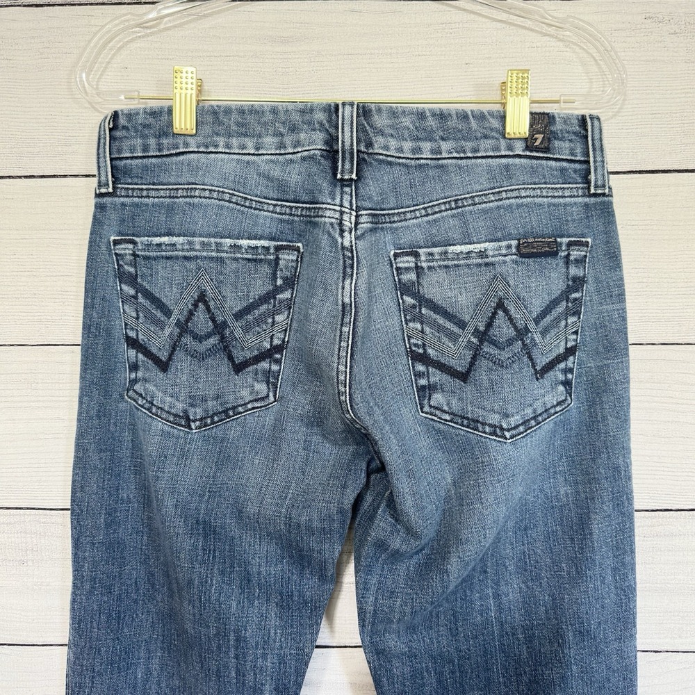 7 For All Mankind Womens Flared Jeans Size 28 Embroidered Pocket Western Rodeo‎ - Picture 2 of 7